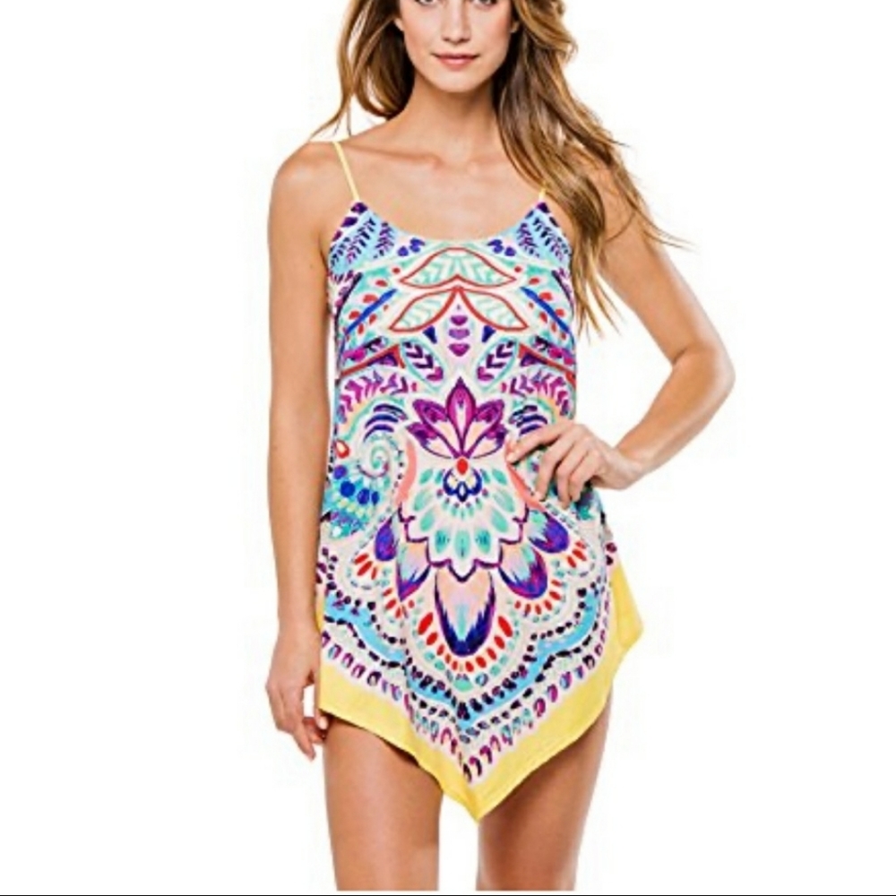 PilyQ Avery Vibrant Asymmetrical Mini Dress
